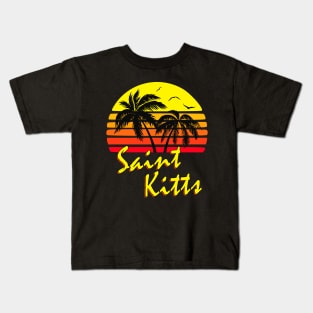 Saint Kitts Retro Sunset Kids T-Shirt